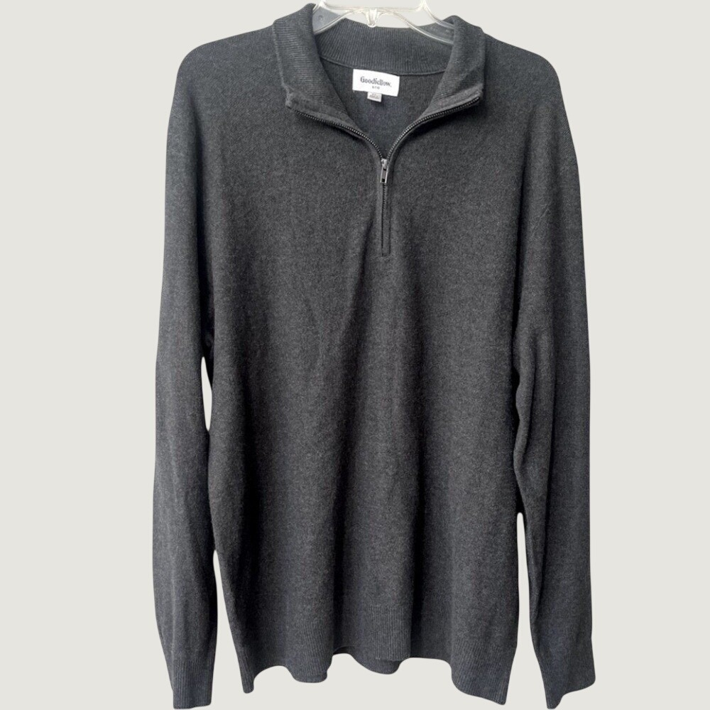 Goodfellow & Co Mens XL Charcoal Gray Quarter Zip Pullover Sweater Cotton Blend